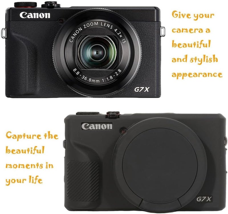 AEXUTDA Case for Canon Powershot G7X Mark III Digital Camera, G7X Mark iii Camera Silicone Case, Anti-Scratch Slim Fit Soft Skin, G7X Mark 3 Accessories with Detachable Lens Cover - Black - Image 4
